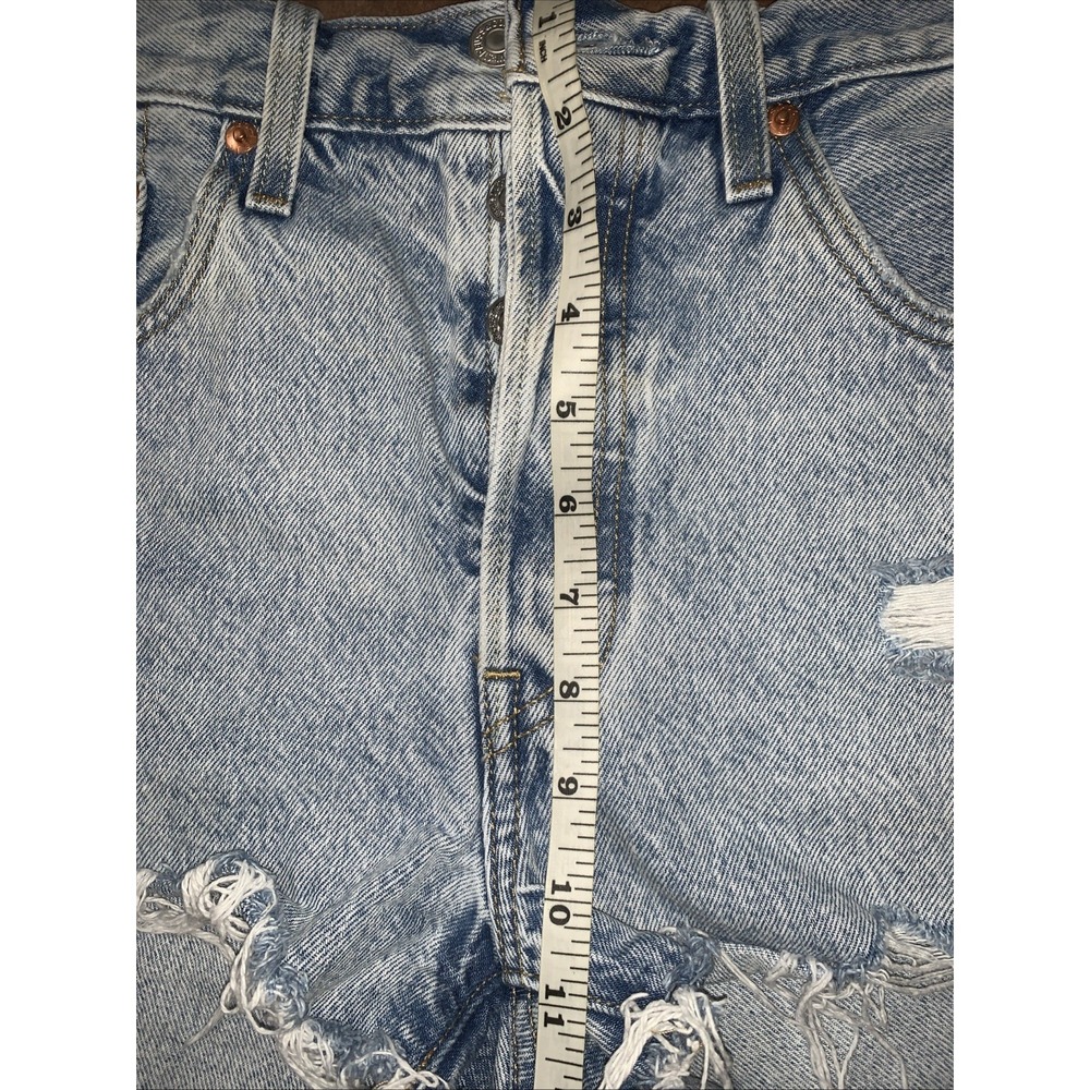 LEVI'S 501 Premium Shorts Big E Women's 30 Button Fly Acid Wash Denim Distressed - Picture 8 of 9